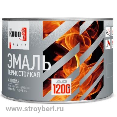 KUB-5001-04 Эмаль термостойкая KUDO PROFF, матовая, черная RAL 9005, до 1200°С, 0.4 кг