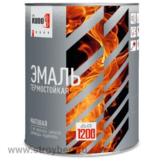 KUB-5001-08 Эмаль термостойкая KUDO PROFF, матовая, черная RAL 9005, до 1200°С, 0.8 кг