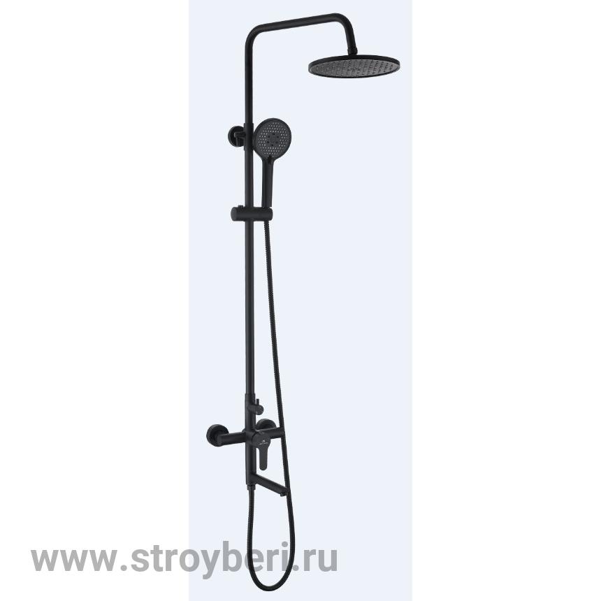 Душевая система 3-х функц., смеситель шар. излив L-20, цвет черный, материал нерж. сталь G690271 Alg