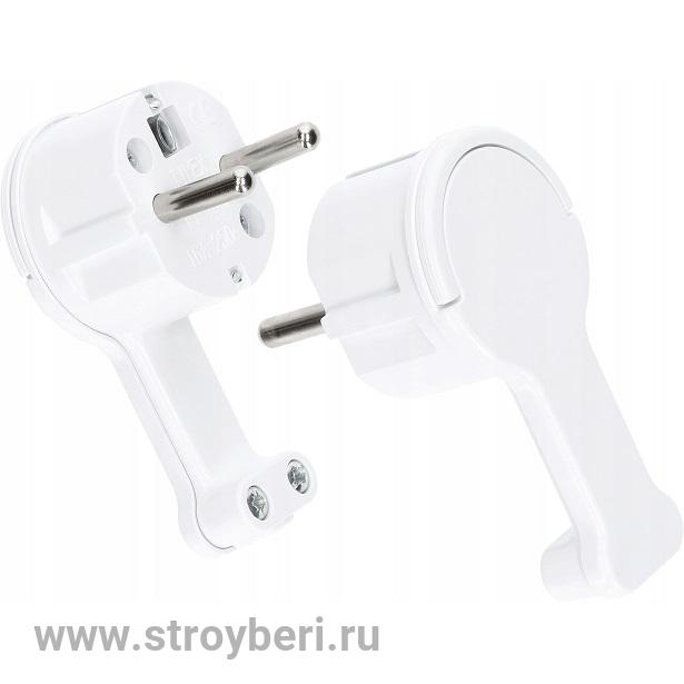 Omnyx Вилка угловая плоская заземление белый 16А (24)