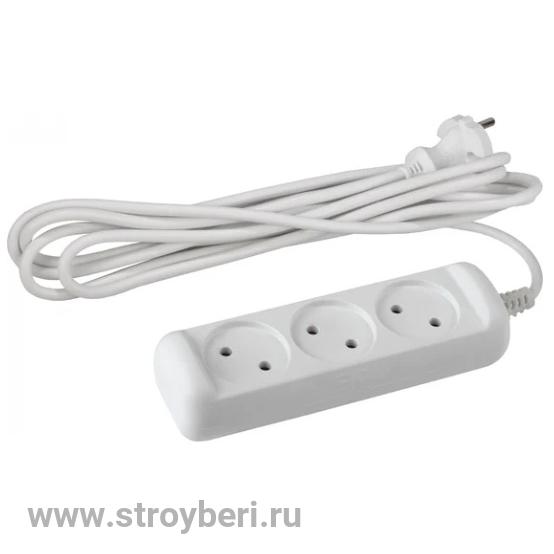 ЭРА U-3-3m Удлин-ль Россия без зазeмл., 2х1мм2, 10А, ПВС, 3гн, 3м (1/20/960)