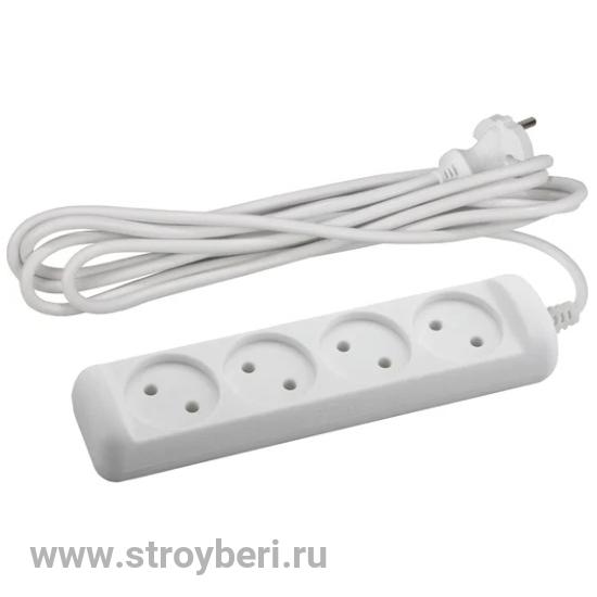 ЭРА U-4-3m Удлин-ль без зазeмл., 2х1мм2, 10А, ПВС, 4гн, 3м (1/20)