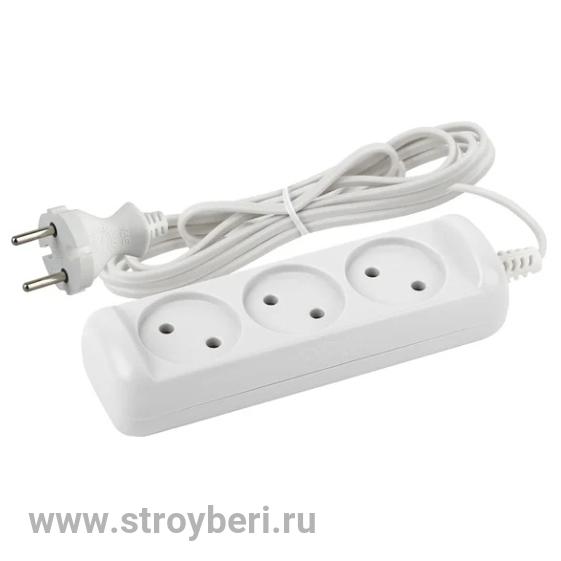 ЭРА UX(6)-3-1,5m UX-3-1,5m Удлин-ль без зазeмл., 2х0.75мм2, ПВС, 3гн, 1,5м (1/5/20)