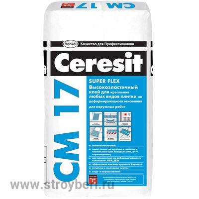 Клей для плитки Ceresit CM-17/25 кг эластичный