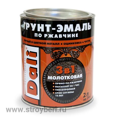 DALI Молотковая Грунт-эмаль по ржавчине Черный 2л