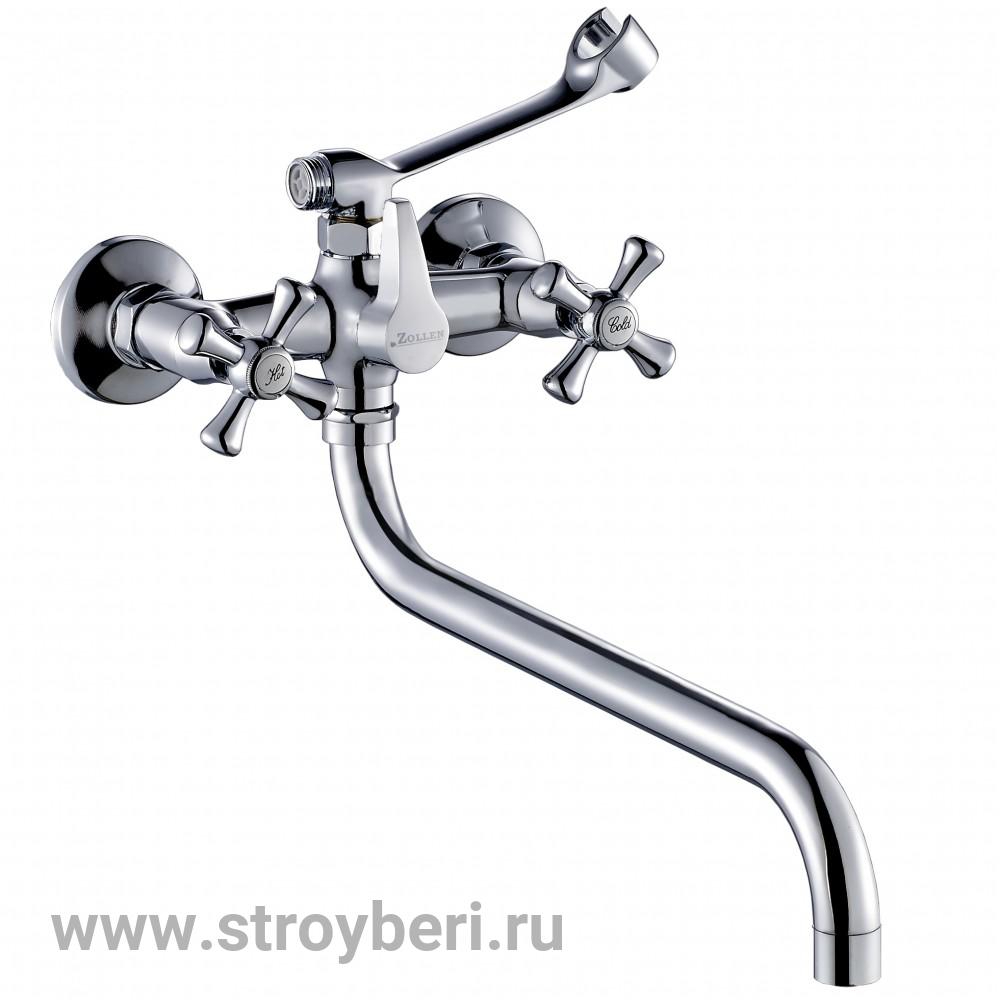 Смеситель ZOLLEN ESSEN (арт. ES62420541) для ванны нижний изл. 350 мм с аксес.