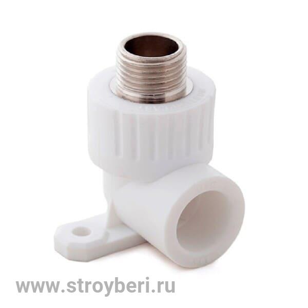 Угольник PPR белый с креплением НР 20 х 1/2''