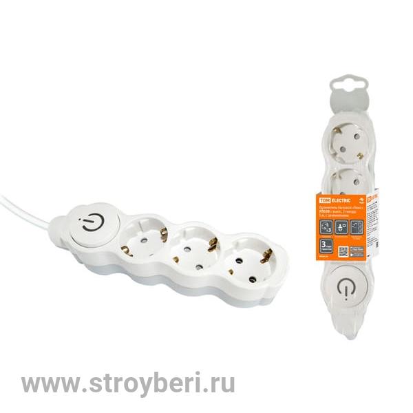 SQ1303-0132 Удлинитель бытовой ''Люкс'' УЛ03В 3 гнезда,5м,с/з,с з/ш,ПВС3х1 мм2 16А/250В б-с TDM