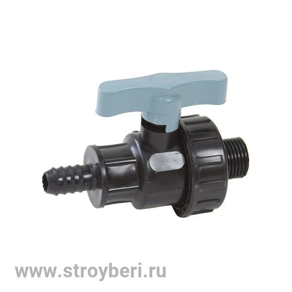 539190 Кран шаровой штуцер - наруж 1/2 - 1/2 на р/шл ПЭ PN16 ITAL