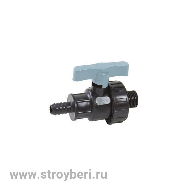 539191 Кран шаровой штуцер - наруж 1/2 - 3/4 на р/шл ПЭ PN16 ITAL