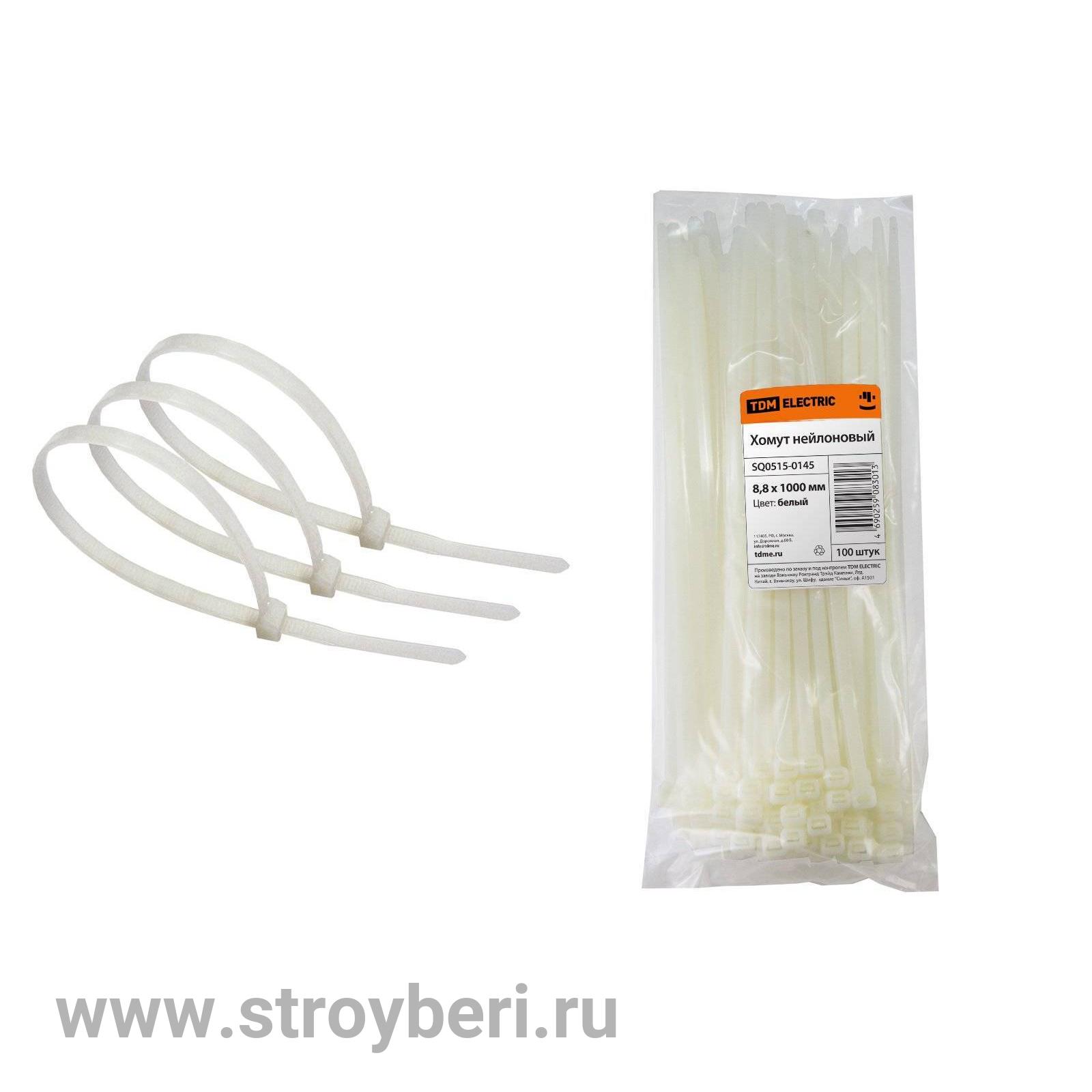 SQ0515-0147 Хомут 4,8х350мм нейлон (белый) (50шт) TDM