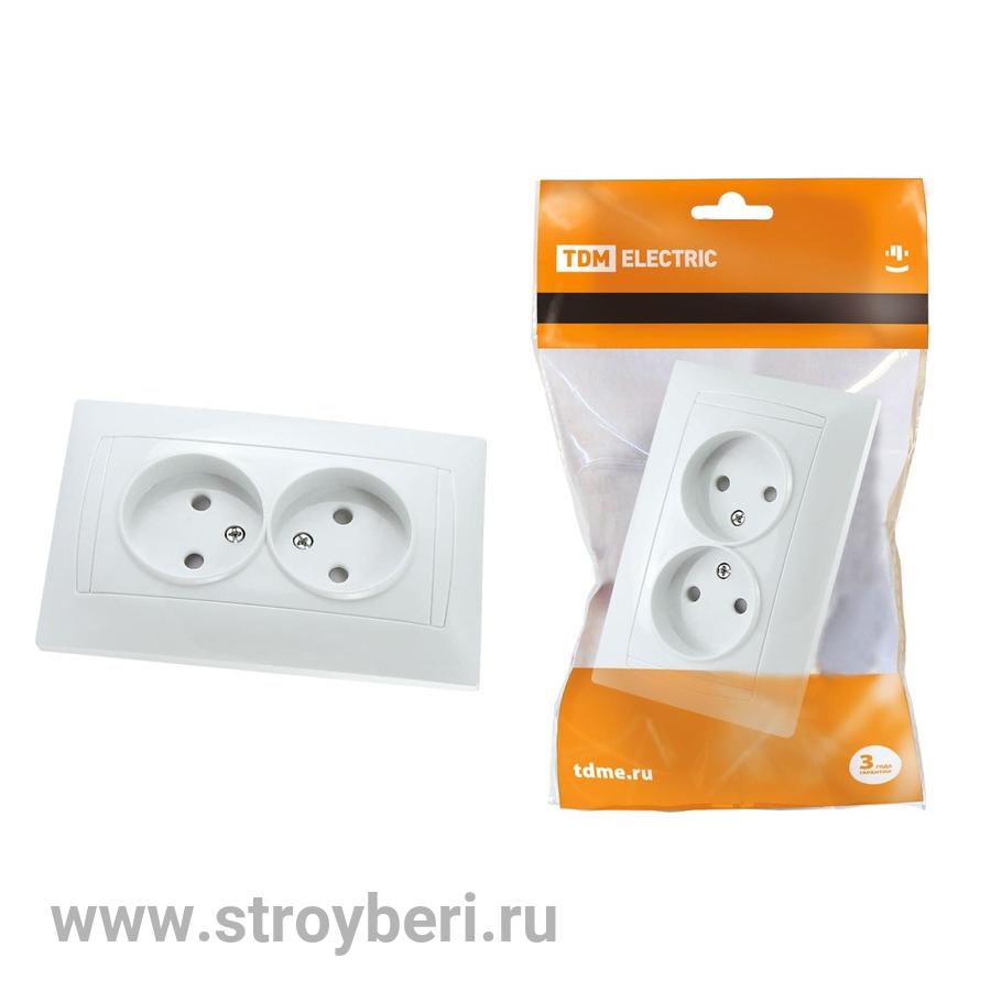 SQ1815-0024 Розетка двойная 2П 10А 250В белая ''Лама'' TDM