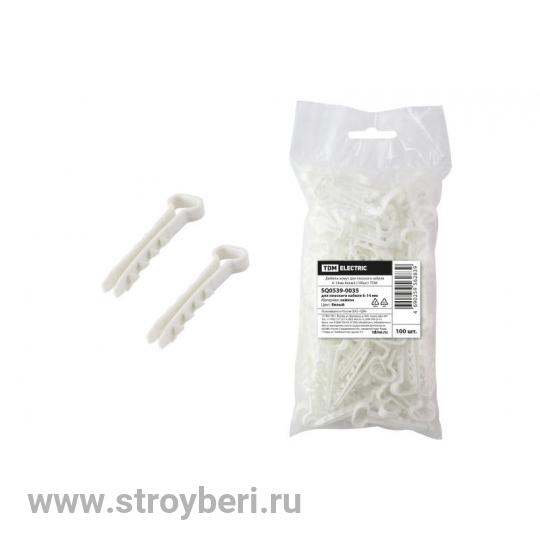 SQ0539-0035 Дюбель-хомут для плоского кабеля 6-14мм белый (100шт) TDM