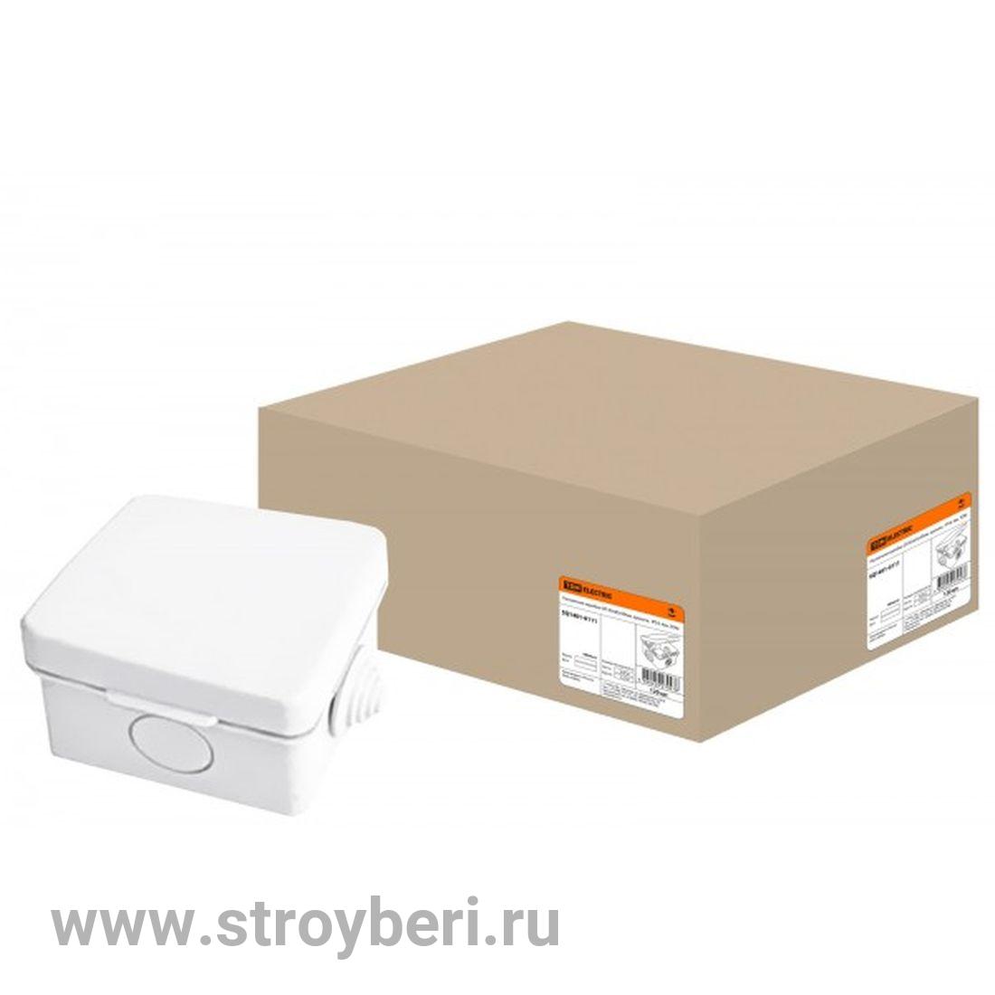 SQ1401-0111 Распаячная коробка ОП 65х65х50мм, крышка,  IP54, 4вх. TDM