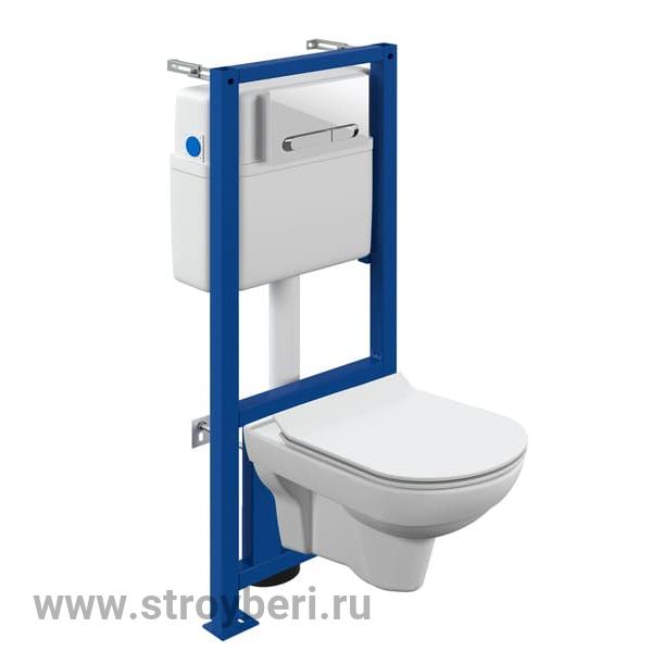 Комплект CITY CO DPL EO slim инсталляция LINK PRO кнопка ESTETICA пластик белый с рамкой хром