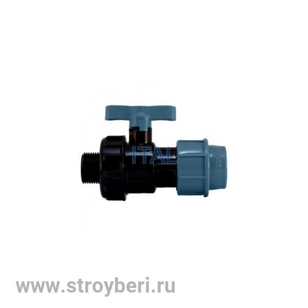 535823 Кран шаровой обжим - наруж 32 - 3/4 ПЭ PN16 ITAL