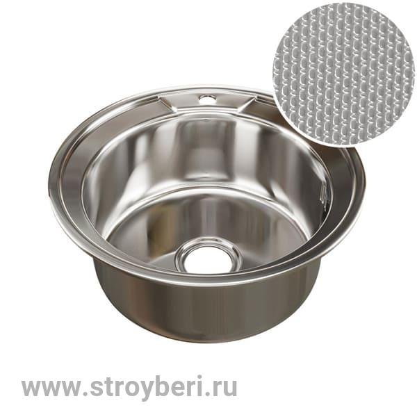 Мойка круг d 49 (0,8) вып 3 1/2 MIXLINE (глуб чаши 18см) с сифоном ДЕКОР