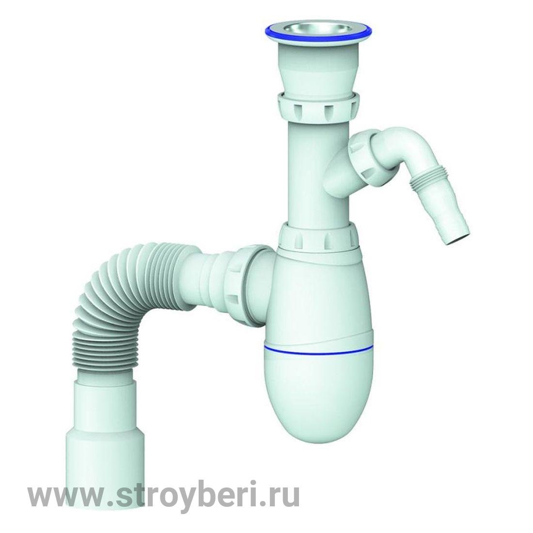 Сифон 1 1/2*40 А320V с носиком, с гофрой 40*40*50 UNICORN