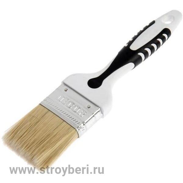 880-075 Кисть плоская ''Black White универсальная'' 75х15мм, светлая смеш. щетина, 2К ручка (12шт/72Д