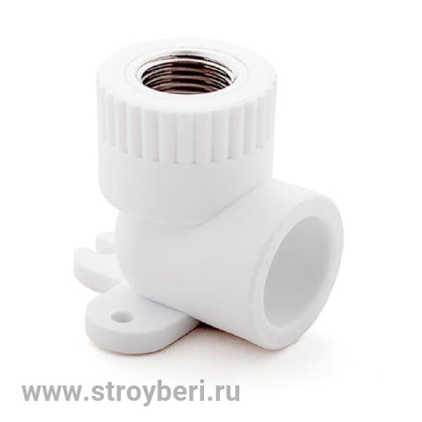 Угольник PPR белый с креплением ВР 20 х 1/2''