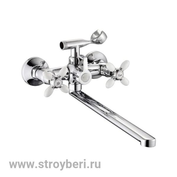 Смеситель д/ванны с 2-мя рукоятками с изливом L-40см. с цв.руч. белый G334941 Oliva GOTA ROCIO® 1/10