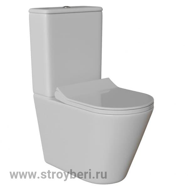 Унитаз напольный безободковый WAVE ALEO Tornado1.0гор.ниж 2-кн арм.сид.полипр.м/л быстр.Белый глянец