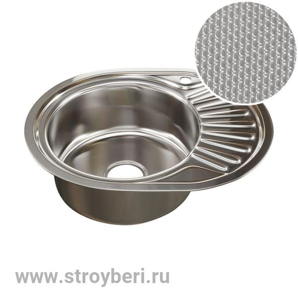 Мойка овал 45х57 (0,8) лев вып 3 1/2 MIXLINE 18 см с сифоном без гофры ДЕКОР