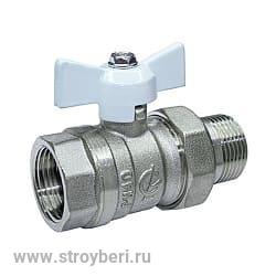 Кран шаровой со сгоном 3/4'' бабочка белая 11б27п1 Стандарт 231 ГАЛЛОП никель PN40
