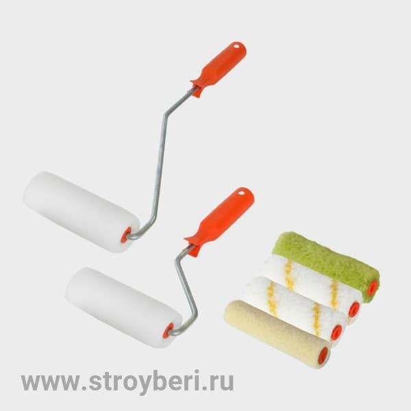 555-7110 Набор ''Бравый Прораб'', 2 ручки + 6 роликов полиакрил, 100 мм, ''В.Е. mini'' (45шт/уп)Д