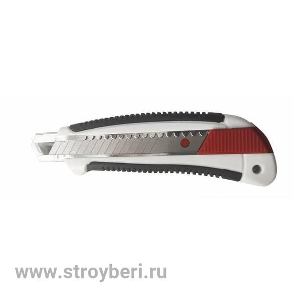 600504 Нож со смен. лезвием 18мм, обрезиненный, ABS+TPR, кнопка Easy Slider ''Монтажник''