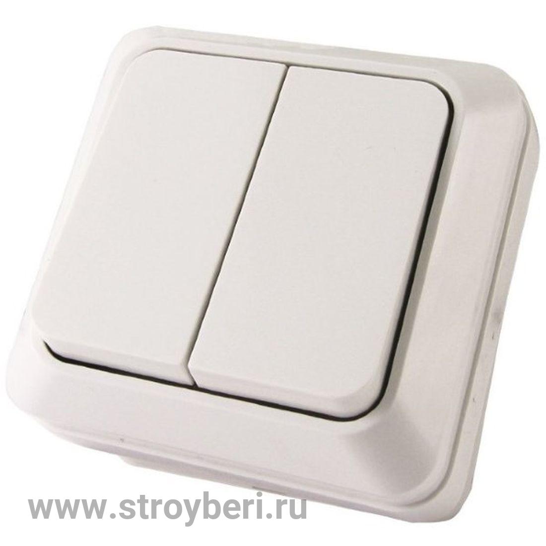 SQ1801-0003 Выключатель 2-кл. открытой установки IP20 10А, белый ''Ладога'' TDM
