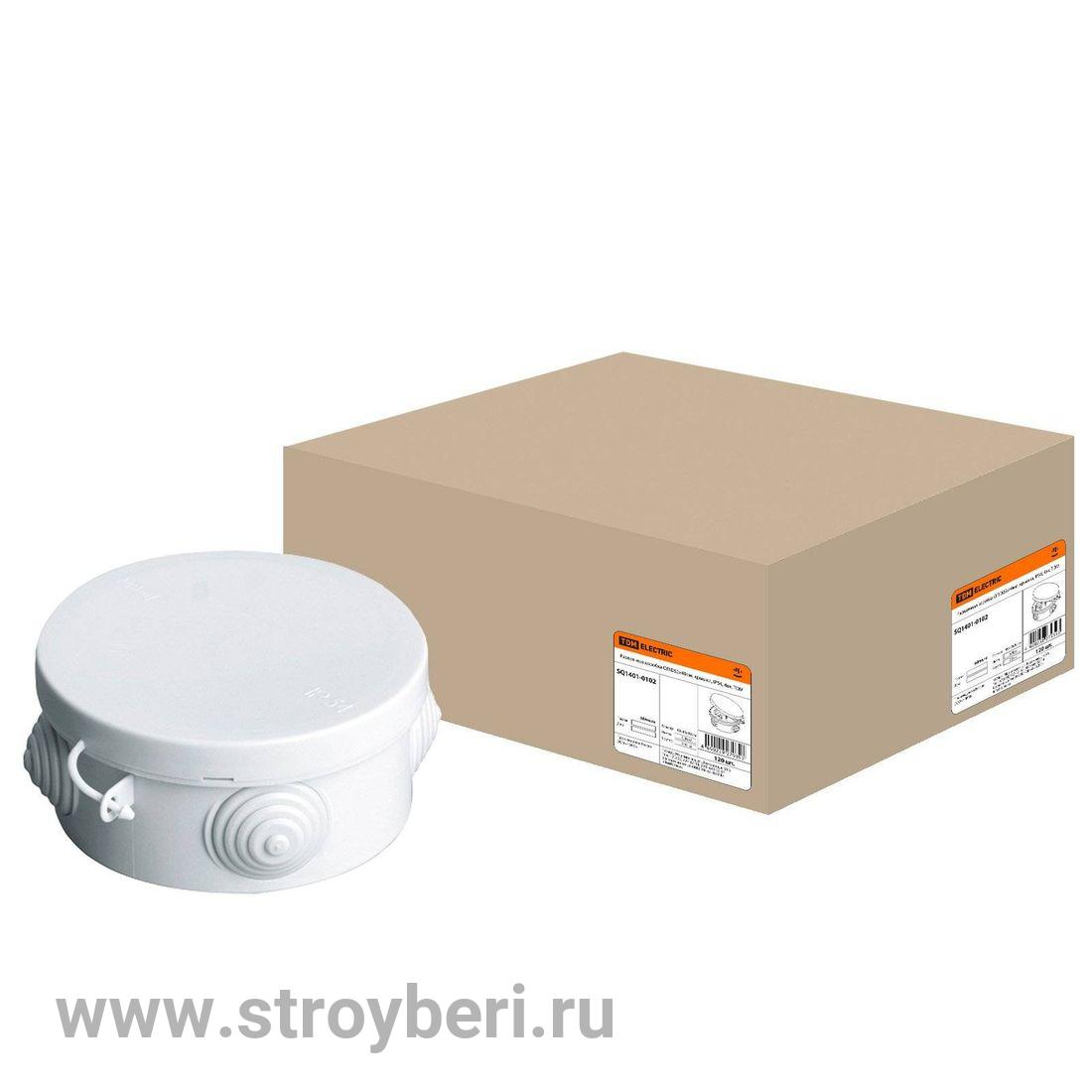 SQ1401-0102 Распаячная коробка ОП D85х40мм, крышка, IP54, 4вх. TDM