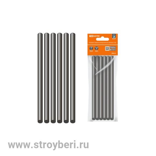 SQ1024-0502 Клеевые стержни универсальные черные, 7 мм x 100 мм, 6 шт, ''Алмаз'' TDM