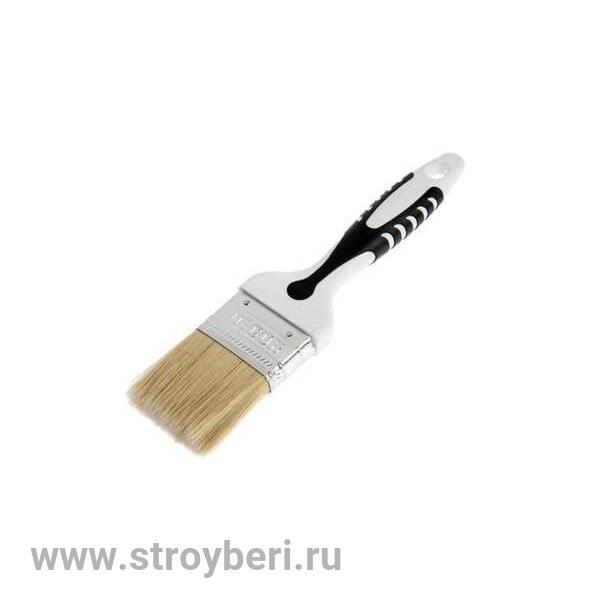 880-100 Кисть плоская ''Black White универсальная'' 100х15мм, светлая смеш. щетина, 2К ручка (6шт/48Д
