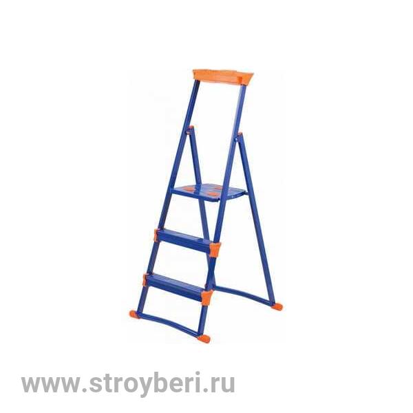 Стремянка металлическая с надежной опорой 3 ступени высота верх. площадки 0,62м ''НИКА'' /1/ СМ3+