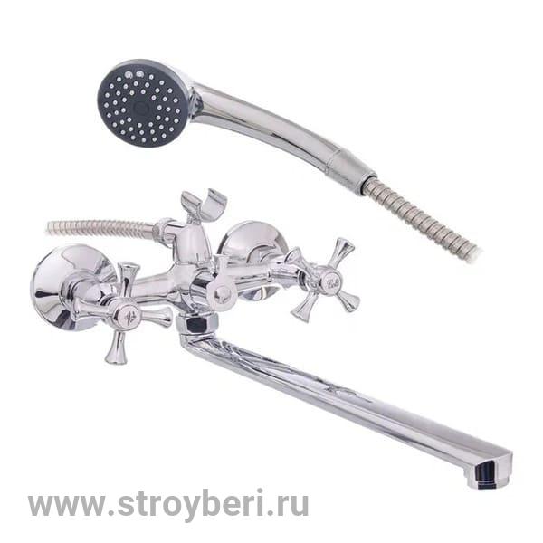 Смеситель д/ванны с 2-мя рукоятками L-30см, с перекл. душа Луч 237064 АНТЕЙ® 1/10