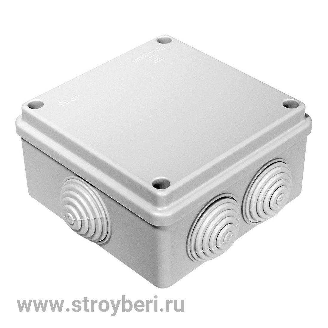 SQ1401-0113 Распаячная коробка ОП 100х100х55мм, крышка, IP54, 8вх. TDM