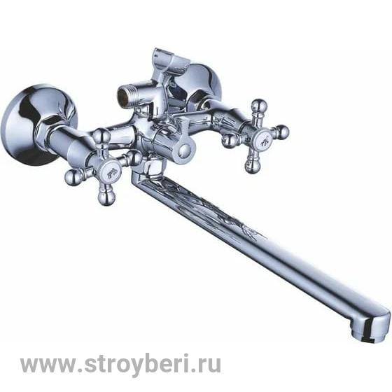 Смеситель д/ванны с 2-мя рукоятками L-30см, с перекл. душа Дельта 237333 АНТЕЙ® 1/10
