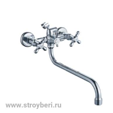 Смеситель д/ванны с 2-мя рукоятками с изливом S-30см. (без шланга и лейки) перекл.душа G095710 Barce