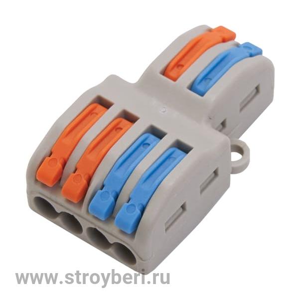 STEKKER LD222-424 клемма монтажная 6-проводная 0,08-2,5/4 мм 250В 24A 32A без пасты, нейлон