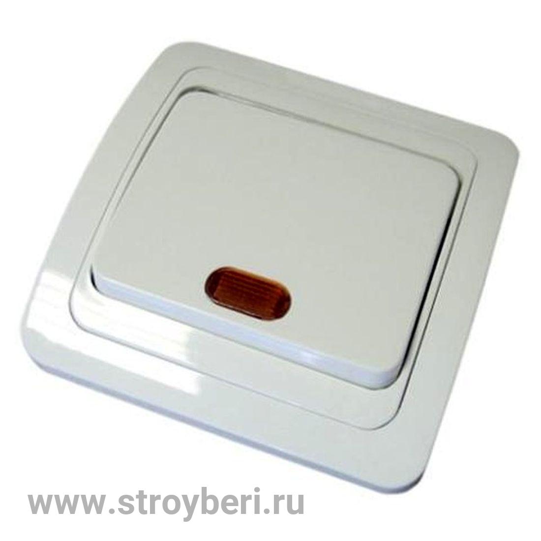SQ1804-0004 Выключатель 1-кл. с подсветкой 10А белый ''Валдай'' TDM