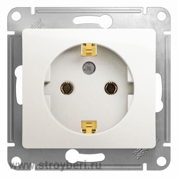 Schneider-Electric Glossa розетка с/з механизм, белый 1/20/160