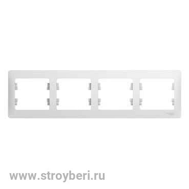 Schneider-Electric Glossa рамка 4-ая горизонтальная, белый 1/15/90