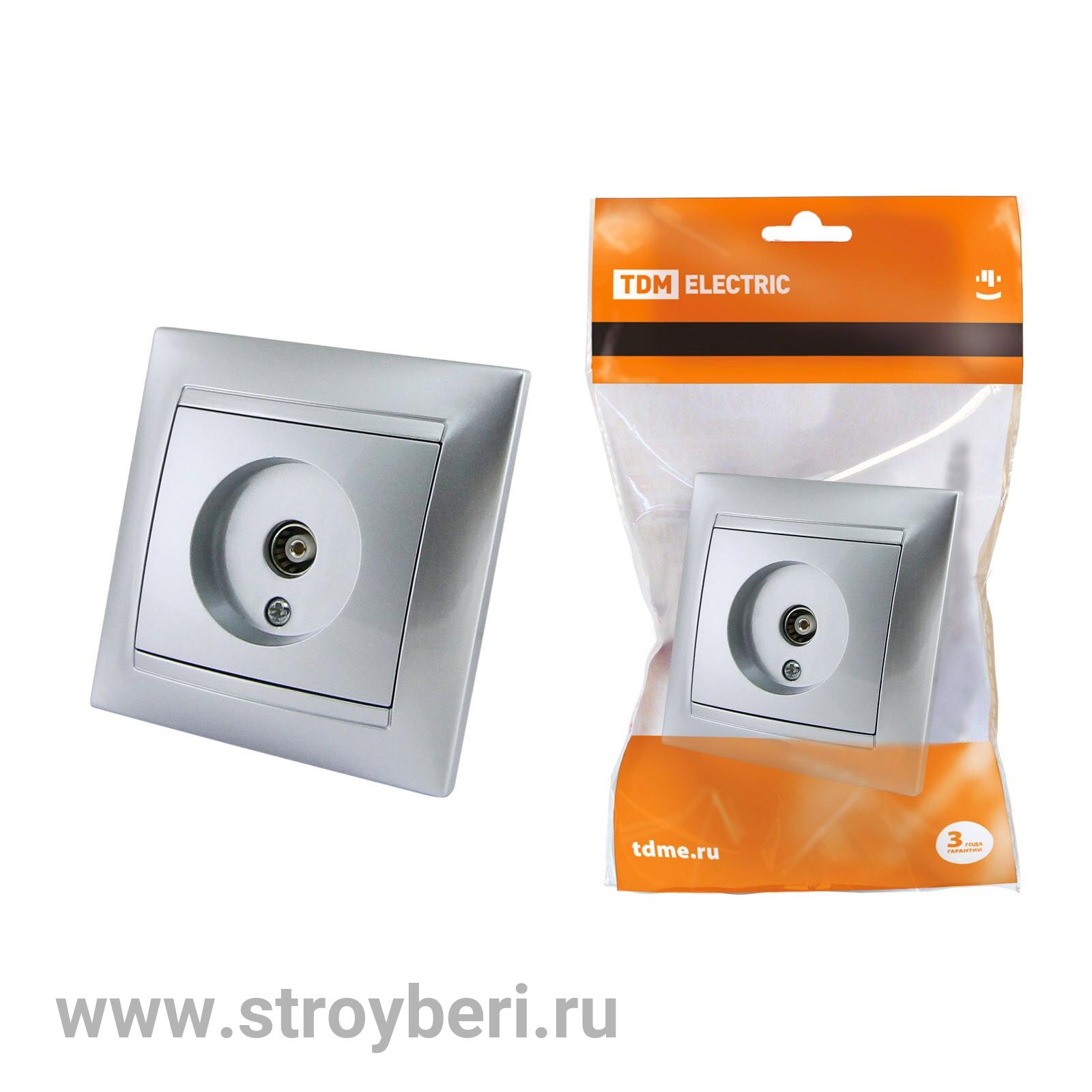 SQ1815-0217 Розетка телевизионная простая (0-2400МГц, ''мама'') серебр. металлик ''Лама'' TDM