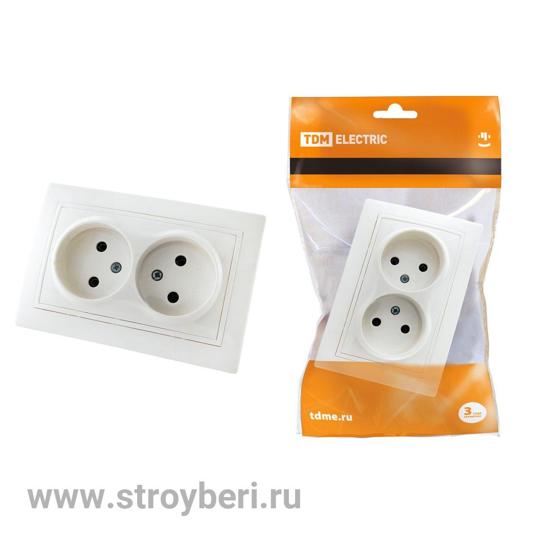 SQ1814-0013 Розетка двойная 2П 10А 250В белая ''Таймыр'' TDM