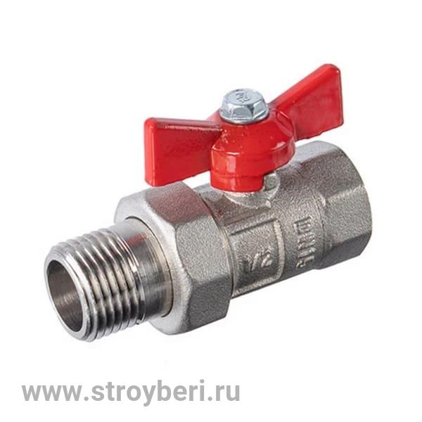 Кран шаровой со сгоном 1/2'' бабочка  11б27п1 Практик 132 ГАЛЛОП никель 1