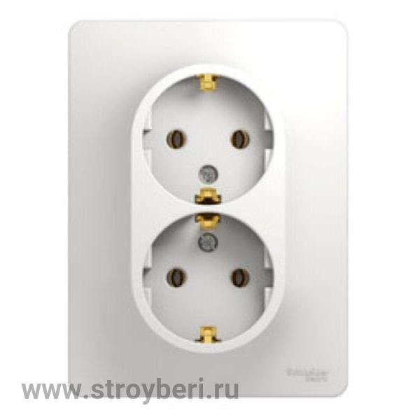 Schneider-Electric Glossa розетка 2-ая с/з в сборе, белый 1/10/60