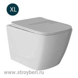 Унитаз подвесной безободковый WAVE QUADRO сид. дюропласт, м/л, быстр, БЕЛЫЙ глянец (XL)