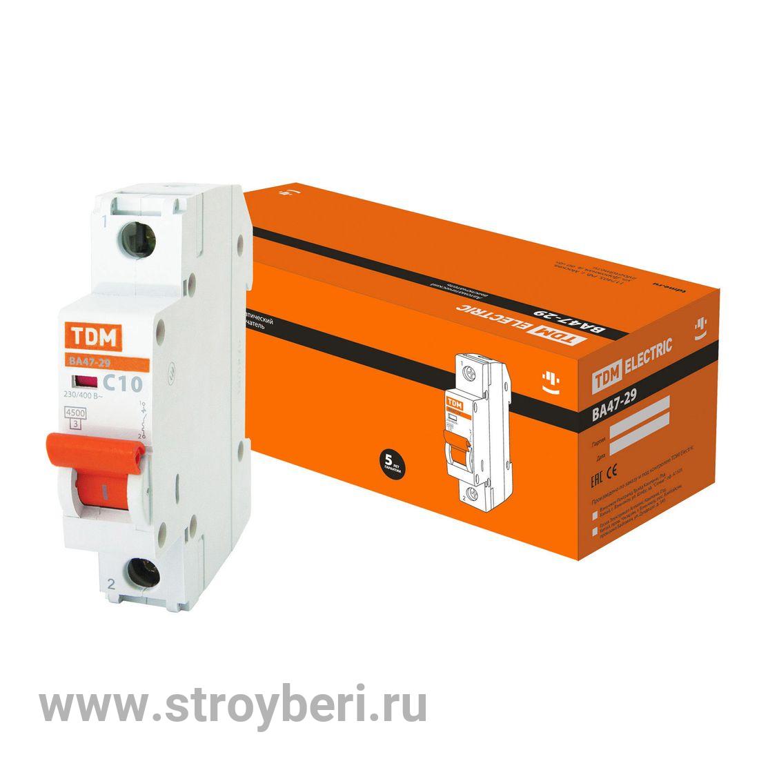 SQ0206-0072 Авт. выкл.ВА47-29 1Р 10А 4,5кА х-ка С TDM