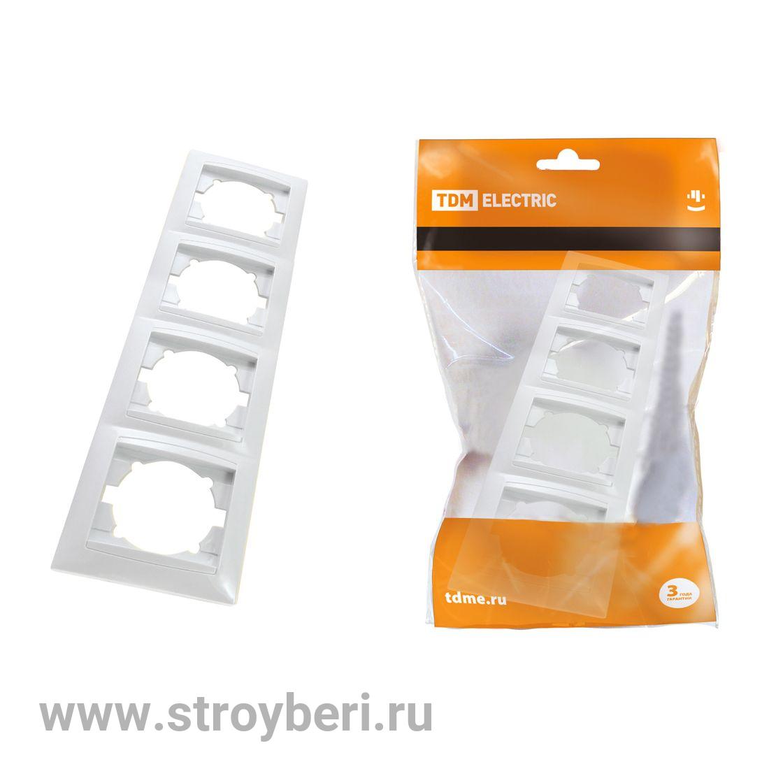 SQ1815-0035 Рамка 4-х постовая вертикальная белая ''Лама'' TDM
